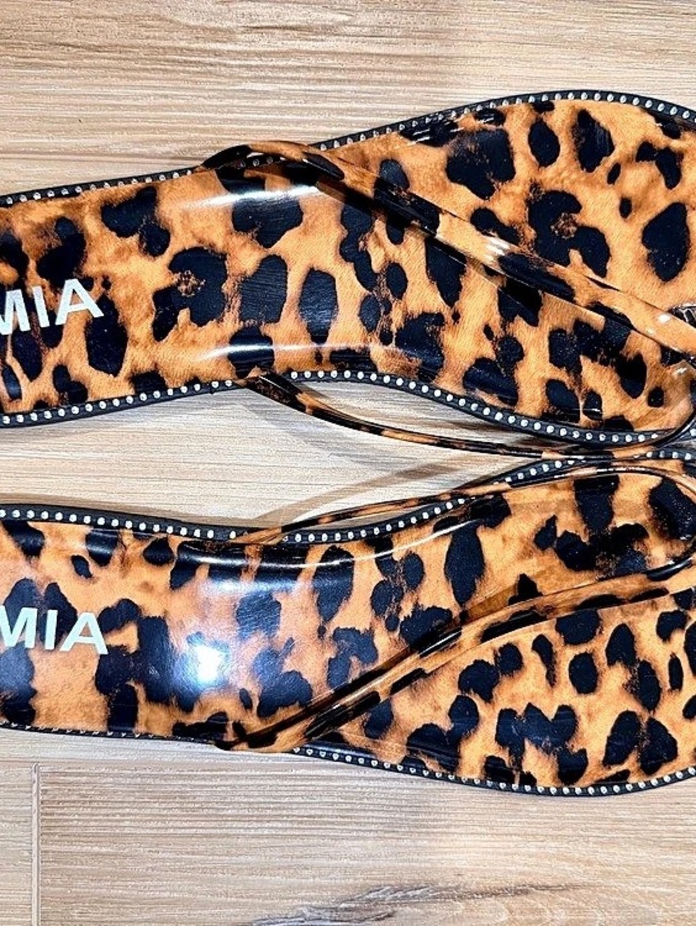 MIA Aster Leopard Print Studded Sandals